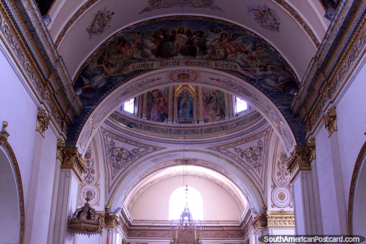 Archways and domes inside the Cochabamba cathedral. (720x480px). Bolivia, South America.