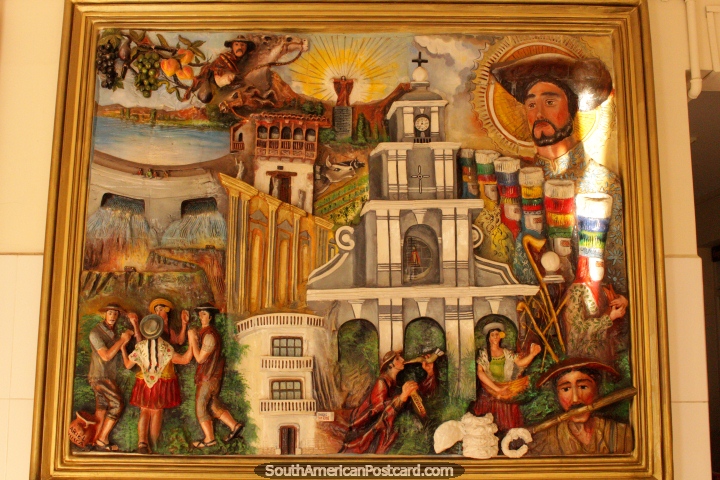 Bela obra de arte que representa a cultura local de Tarija. (720x480px). Bolvia, Amrica do Sul.