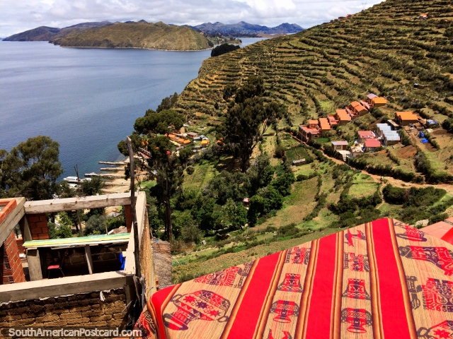 Sun comes out, amazing views from high on the hill at the Island of the Sun, Copacabana. (640x480px). Bolivia, South America.