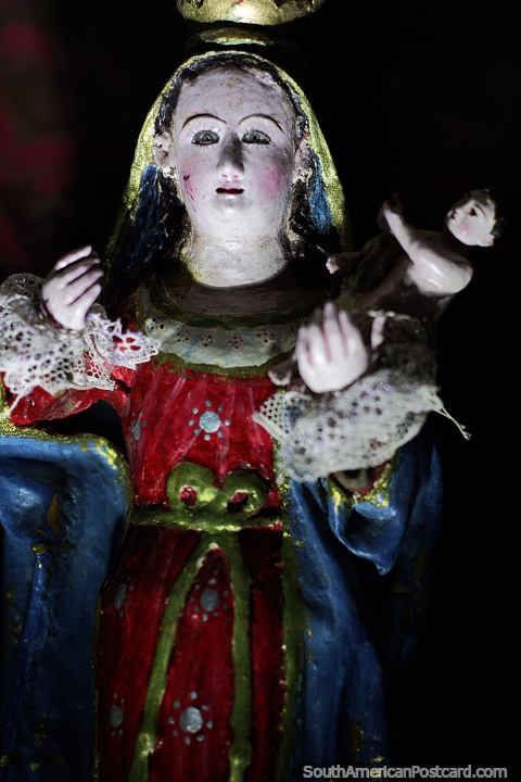 Virgin of the Remedios, 20th century altarpiece, baroque, Musef Museum in Sucre. (480x720px). Bolivia, South America.