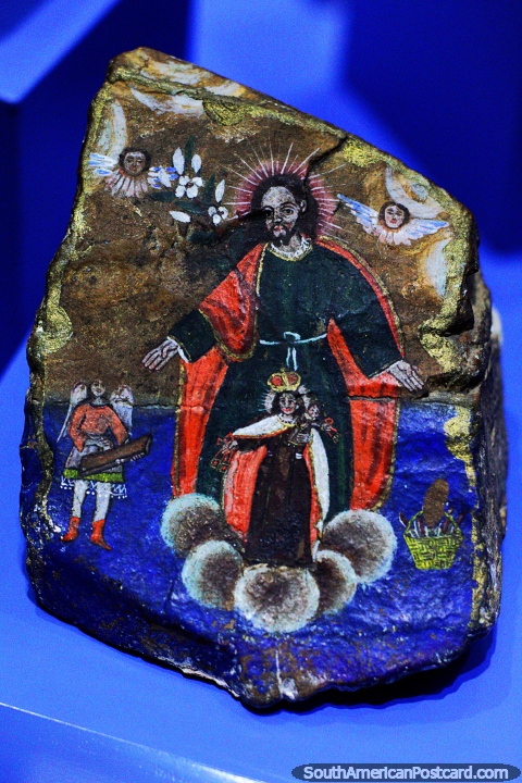 Pedra sagrada com virgem do Triste, o 20o sculo, Musef, Sucre. (480x720px). Bolvia, Amrica do Sul.