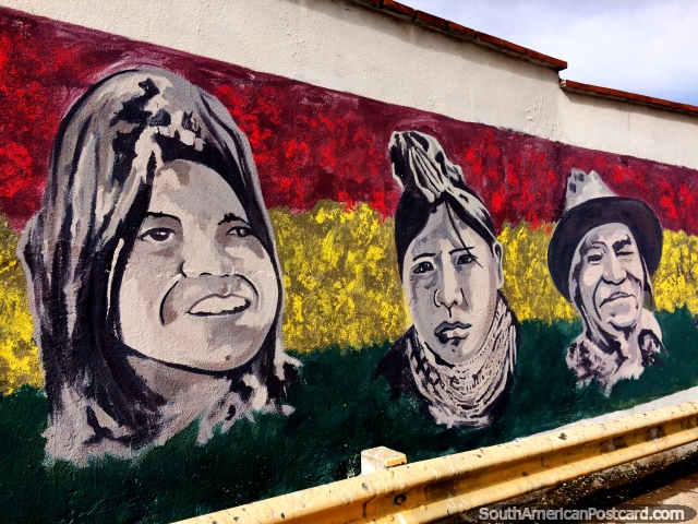 People of the culture, street art in Sucre. (640x480px). Bolivia, South America.