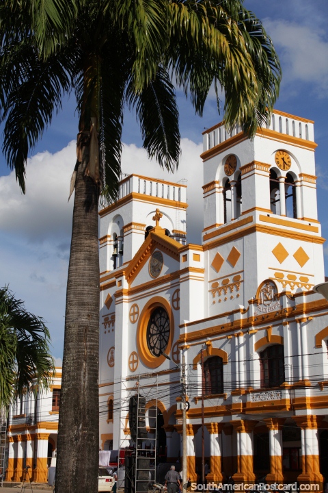 Yellow and white cathedral in Trinidad - Catedral de la Santsima Trinidad. (480x720px). Bolivia, South America.