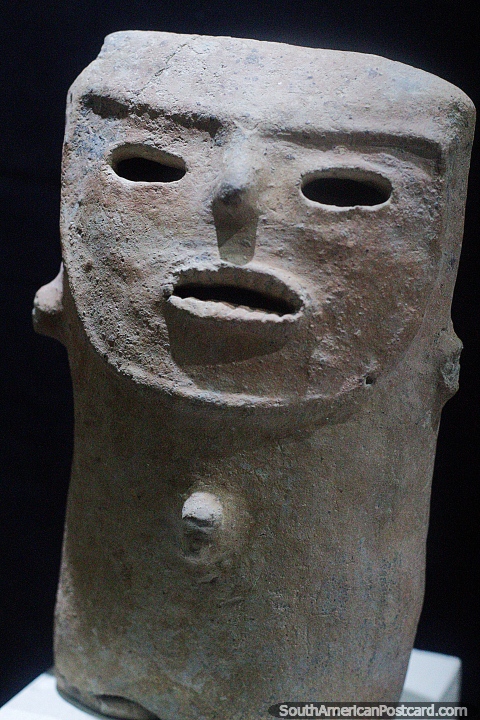 Ceramic mask, some of the archeology at Kenneth Lee Museum in Trinidad. (480x720px). Bolivia, South America.