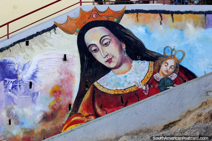 Queen and future King, an amazing piece of street art near the famous church of Socavon Sanctuary in Oruro. (720x480px). Bolivia, South America.