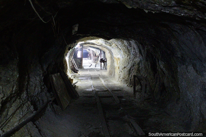 Mine shaft with rails, part of the tour of the Miners Museum in Oruro. (720x480px). Bolivia, South America.