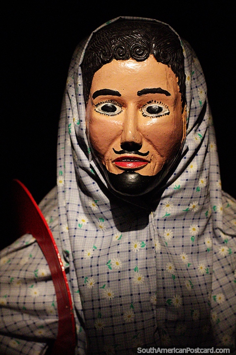 The Angels (Los Angelitos), mask and costume from San Ignacio de Moxos in the Beni region, Musef museum, La Paz. (480x720px). Bolivia, South America.