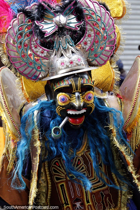 El Gran Poder parade in full swing with fabulous masks and costumes in La Paz. (480x720px). Bolivia, South America.