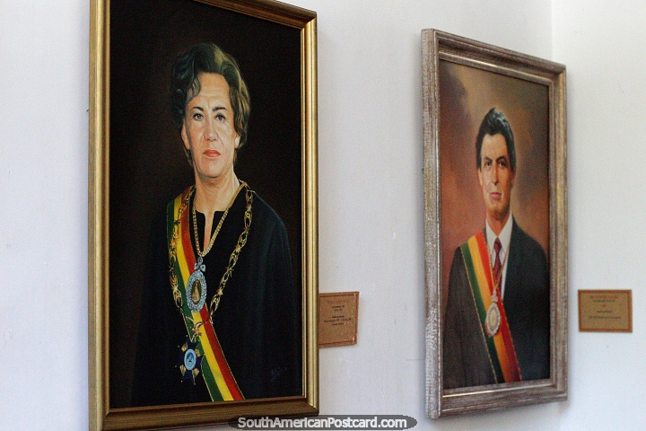 Lidia Gueiler Tejada (1921-2011), politician, painting at the Casa de la Libertad in Sucre. (720x480px). Bolivia, South America.