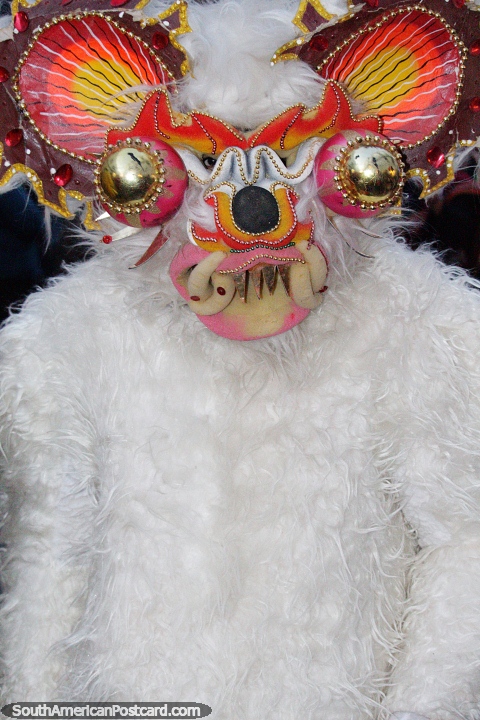 Bolivia has an amazing tradition of masks, the white bear seen at El Gran Poder parade in Sucre. (480x720px). Bolivia, South America.