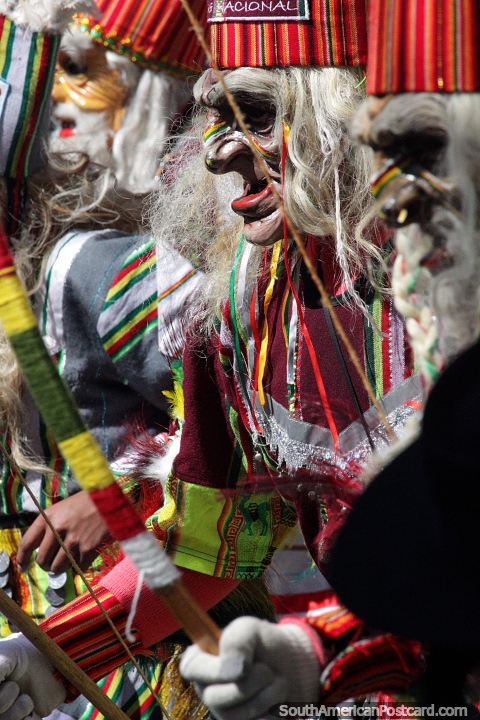 Beautiful, amazing and sometimes weird costumes, great fun and excitement at El Gran Poder, parade in Sucre. (480x720px). Bolivia, South America.