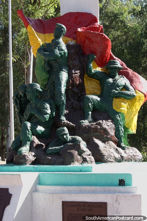 Monumento em homenagem ao exrcito que defende o sudeste da Bolvia em Camiri. (480x720px). Bolvia, Amrica do Sul.