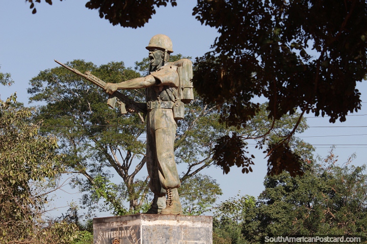 Chiquitano Soldier of the Frontier, monument in Robore. (720x480px). Bolivia, South America.