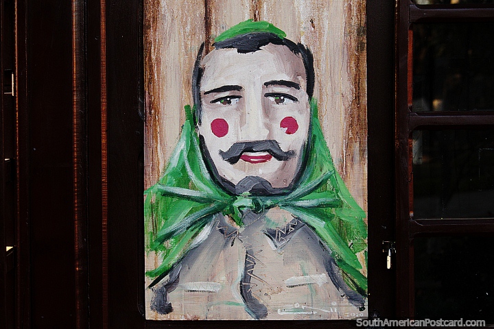 Painting in the plaza of a religious figure in San Jose de Chiquitos. (720x480px). Bolivia, South America.