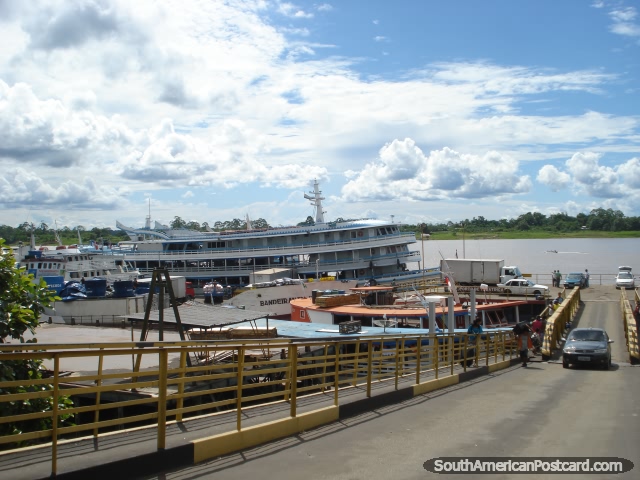 The port of Tabatinga, north west Brazil, close to borders of Colombia and Peru. (640x480px). Brazil, South America.