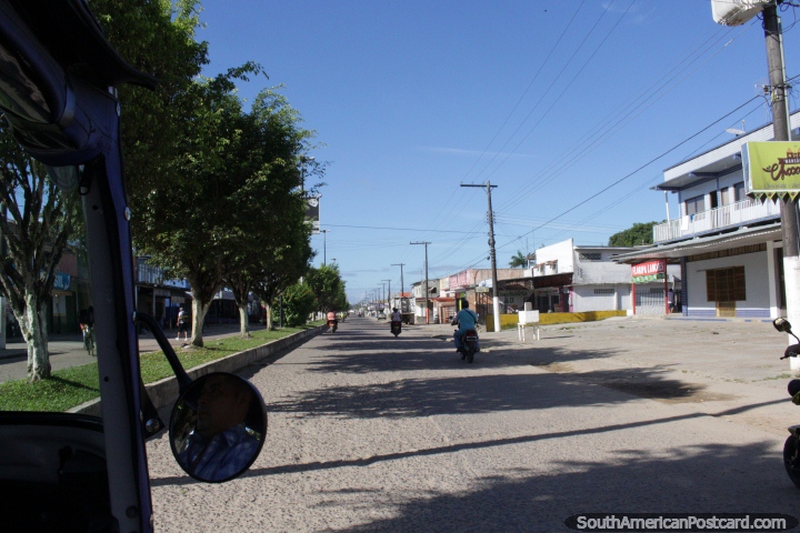 In a mototaxi on the streets of Tabatinga. (720x480px). Brazil, South America.