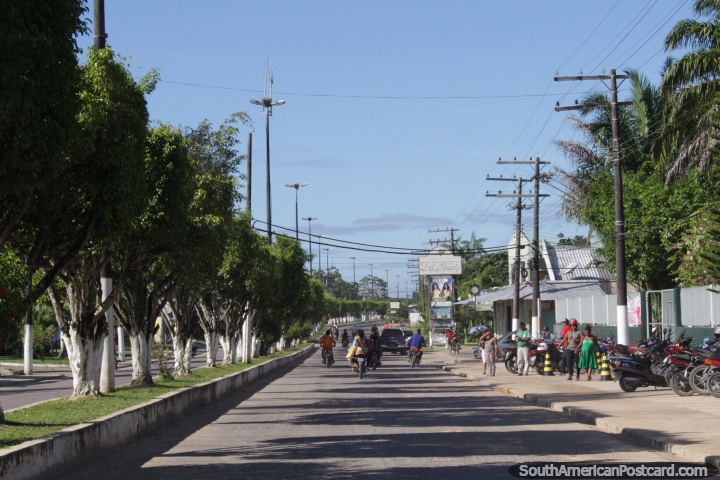 Tabatinga is buzzing with people on motorbikes. (720x480px). Brazil, South America.