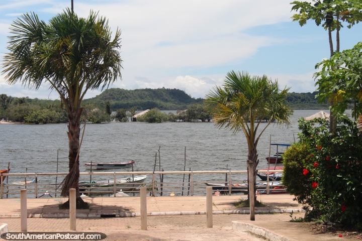 From the plaza looking towards the Island of Love at Alter do Chao near Santarem. (720x480px). Brazil, South America.