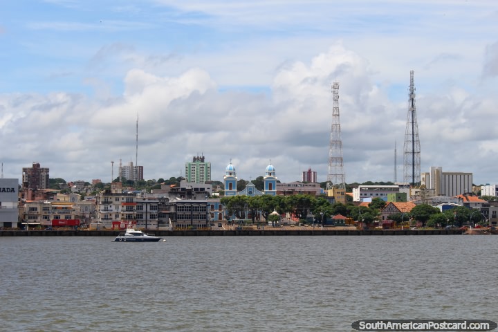 View of the central area of Santarem with a view of the blue cathedral. (720x480px). Brazil, South America.
