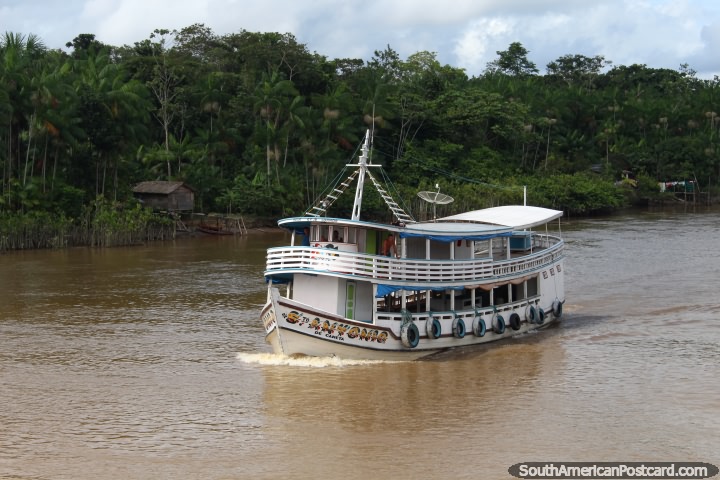 Santo Antonio de Cameta, a ferry on the Parauau River north of Breves. (720x480px). Brazil, South America.