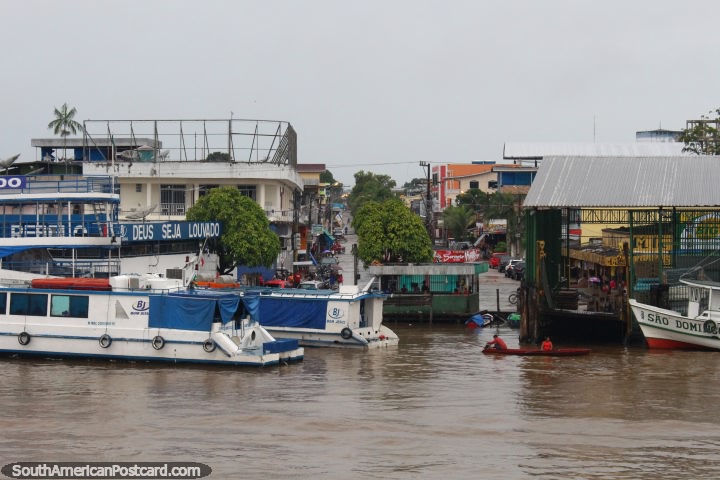 Breves street in the town center beside the river in the Amazon. (720x480px). Brazil, South America.