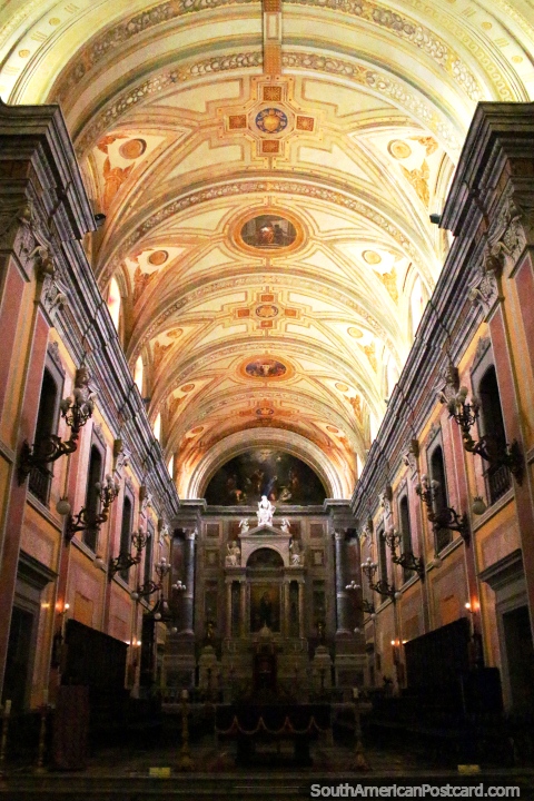 El techo interior y arqueado de la catedral blanca en Belem. (480x720px). Brasil, Sudamerica.