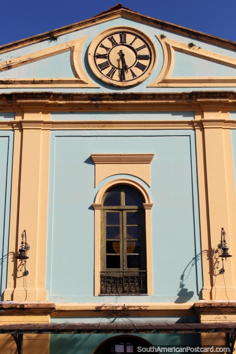 Historic building with a clock face in Belem. (480x720px). Brazil, South America.