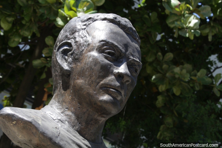 Lima Barreto (1881-1922), an important writer, bust in Rio de Janeiro. (720x480px). Brazil, South America.
