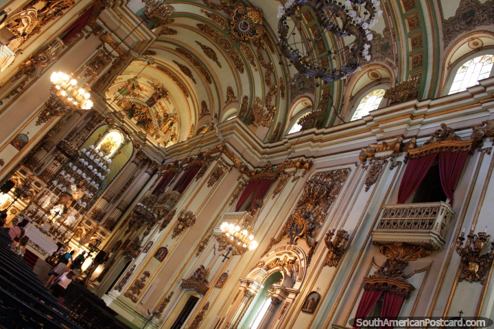 Intricate interior of church Igreja Sao Jose (1842) in Rio de Janeiro. (720x480px). Brazil, South America.