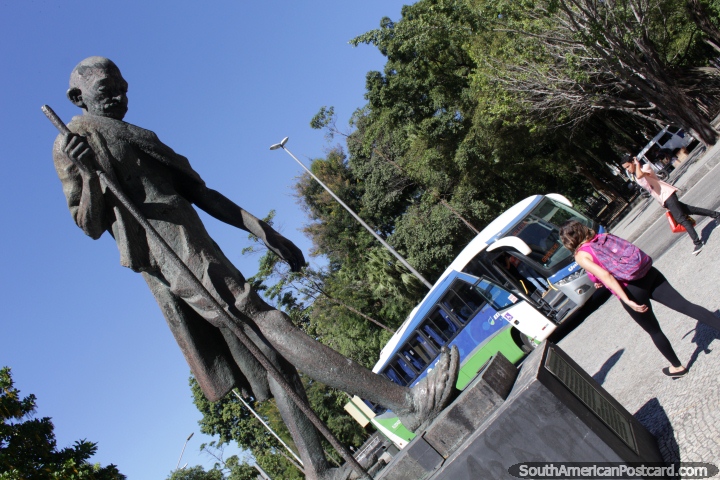 Mahatma Gandhi (1869-1948), independence leader of India, statue at his plaza in Rio de Janeiro. (720x480px). Brazil, South America.