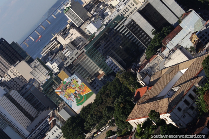 Looking down on the central part of Rio de Janeiro, offices and harbor. (720x480px). Brazil, South America.