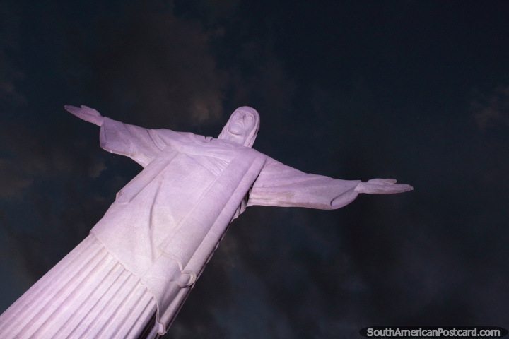 Jesus lights up and glows over Rio de Janeiro! (720x480px). Brazil, South America.