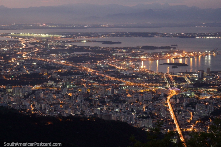 The lights of the city at night in Rio de Janeiro. (720x480px). Brazil, South America.