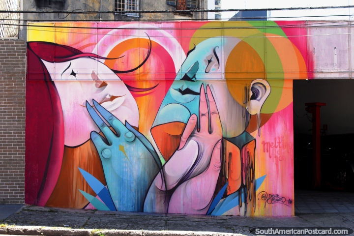 Murals like this can be seen anywhere around Sao Paulo, man and woman, Vila Madalena. (720x480px). Brazil, South America.