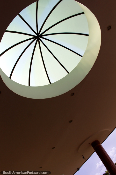 Looking up through a round arched window in Brasilia, looking into the future. (480x720px). Brazil, South America.