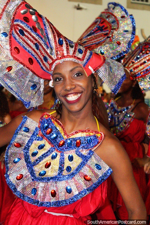 Gente bellamente vestida y muchas sonrisas en el carnaval de Salvador. (480x720px). Brasil, Sudamerica.