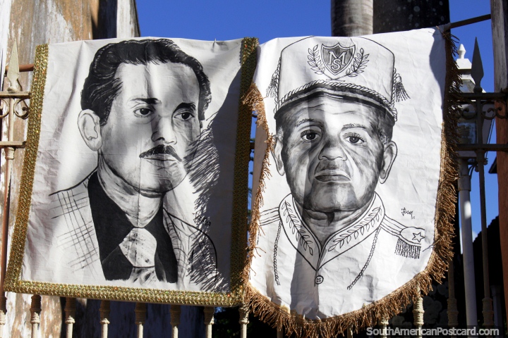 Images of a pair of gentlemen displayed on the street in Penedo for carnival. (720x480px). Brazil, South America.