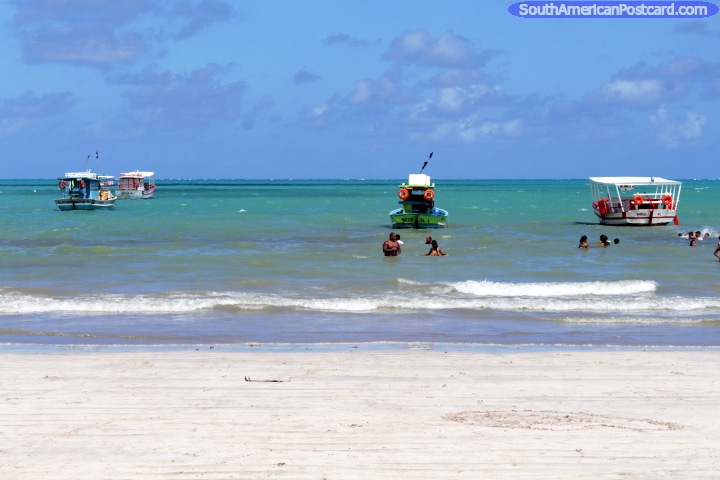 Conhece-se que as guas na praia de Maragogi so bastante calmas. (720x480px). Brasil, Amrica do Sul.