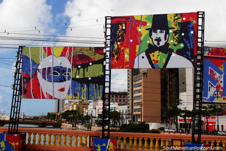 Decoraes coloridas nas ruas de Recife depois do carnaval recente. (720x480px). Brasil, Amrica do Sul.