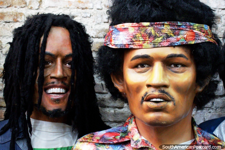 Jimi Hendrix and a reggae star at the Bonecos Museum in Recife. (720x480px). Brazil, South America.