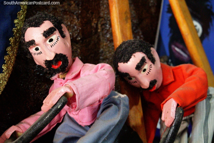 Wooden men with beards and bushy eyebrows, Teatro Mamulengo, Recife. (720x480px). Brazil, South America.