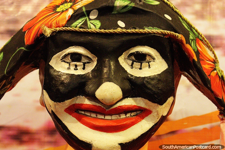 Clown face very close up, Casa dos Bonecos Gigantes de Olinda. (720x480px). Brazil, South America.