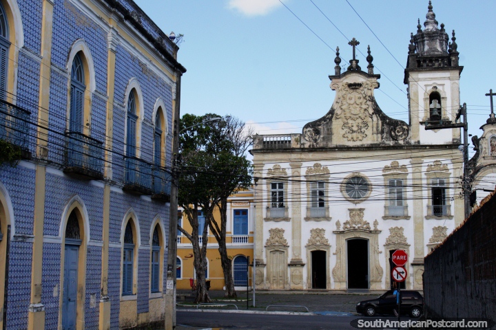 Church Of Our Lady of Mount Carmel (Carmo) and  the Blue Tile Room in Joao Pessoa. (720x480px). Brazil, South America.