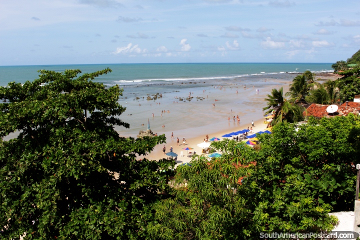 Beautiful view from the clifftop looking down upon Pipa Beach. (720x480px). Brazil, South America.