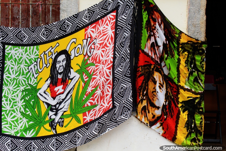 Tuff Gong, Reggae e toalhas de Bob Marley em São Luis. (720x480px). Brasil, América do Sul.