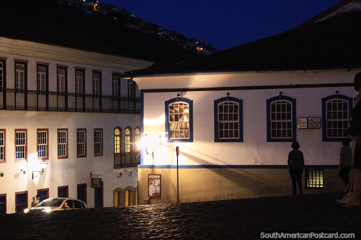 The streets and lights of Ouro Preto at night time. (720x480px). Brazil, South America.