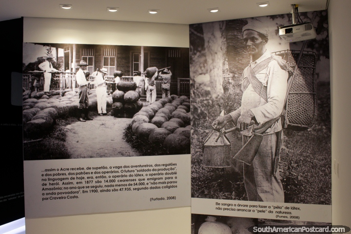 El Museo del Caucho (Museu da Borracha), fotos de recolectores de caucho, Rio Branco. (720x480px). Brasil, Sudamerica.