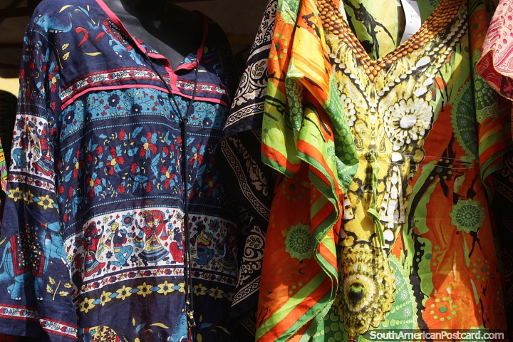 Stylish and casual cotton shirts with nice designs at the Manaus markets. (720x480px). Brazil, South America.