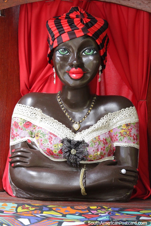 Model of a woman ready to serve at the bar in Manaus. (480x720px). Brazil, South America.