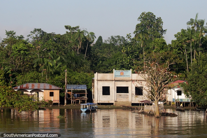 Church on the riverside in the Amazon. (720x480px). Brazil, South America.